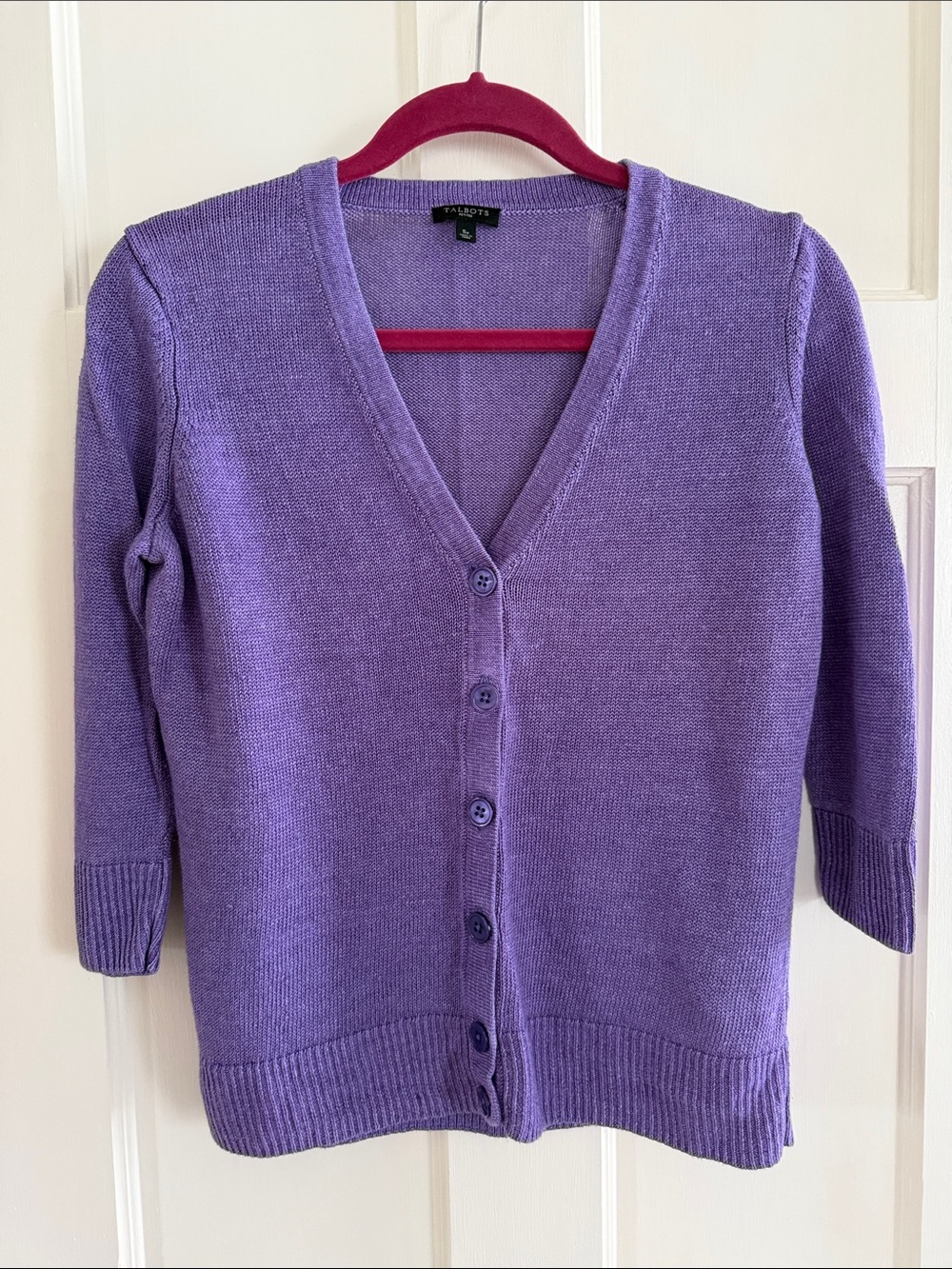 💜Talbots petite purple linen cardigan. Size S petite.